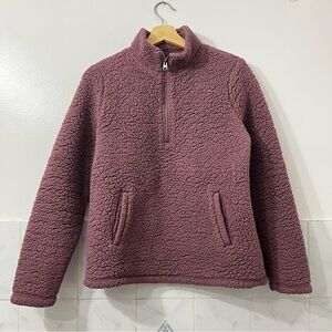 Abercrombie & Fitch Pink Faux Sherpa 1/4 Zip Fleece Cold Weather Pullover Jacket